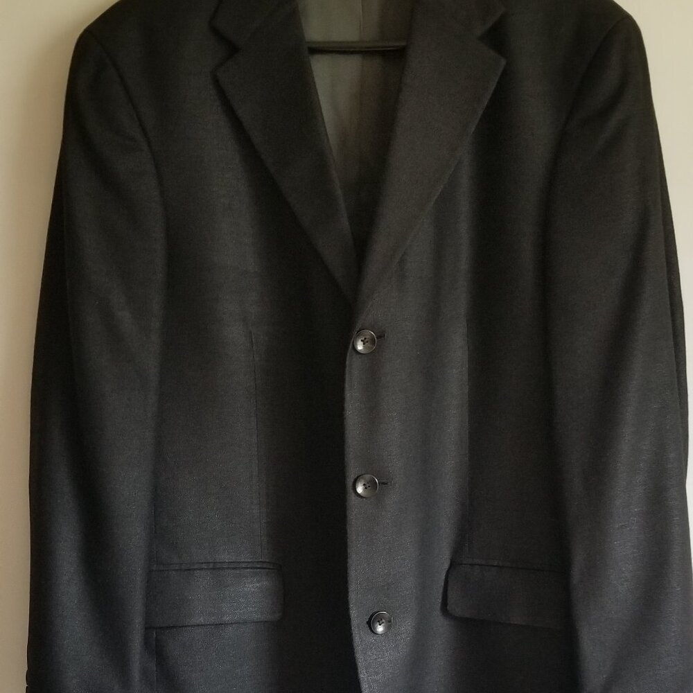 Men's Slate Silk & Wool Sport Jacket Black Sz40L Notch Collar 3 Button Front